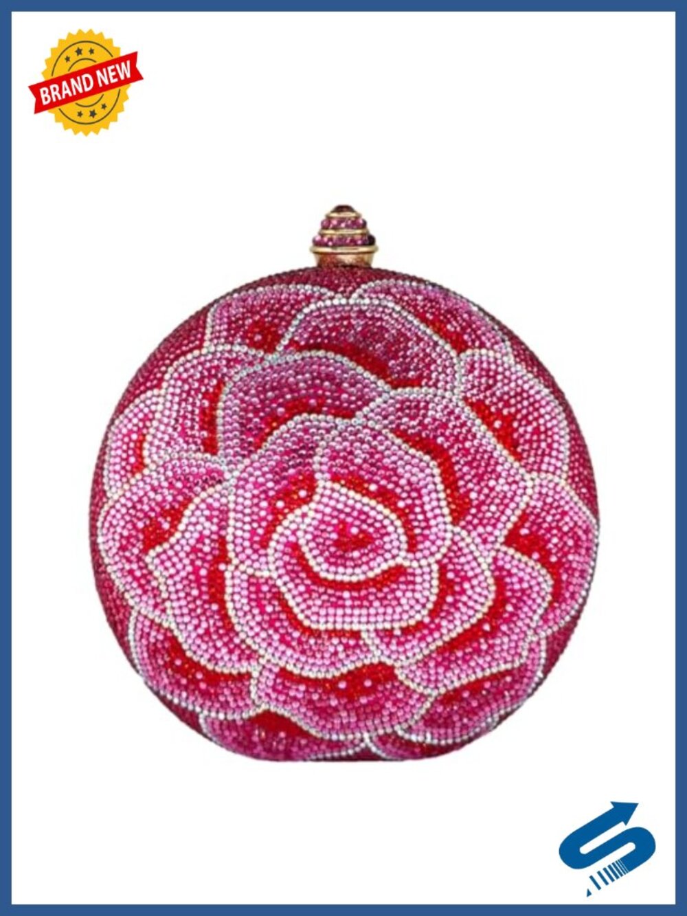 Rhinestone Evening Clutch Purse Metal Satin Round Mini Formal Bag